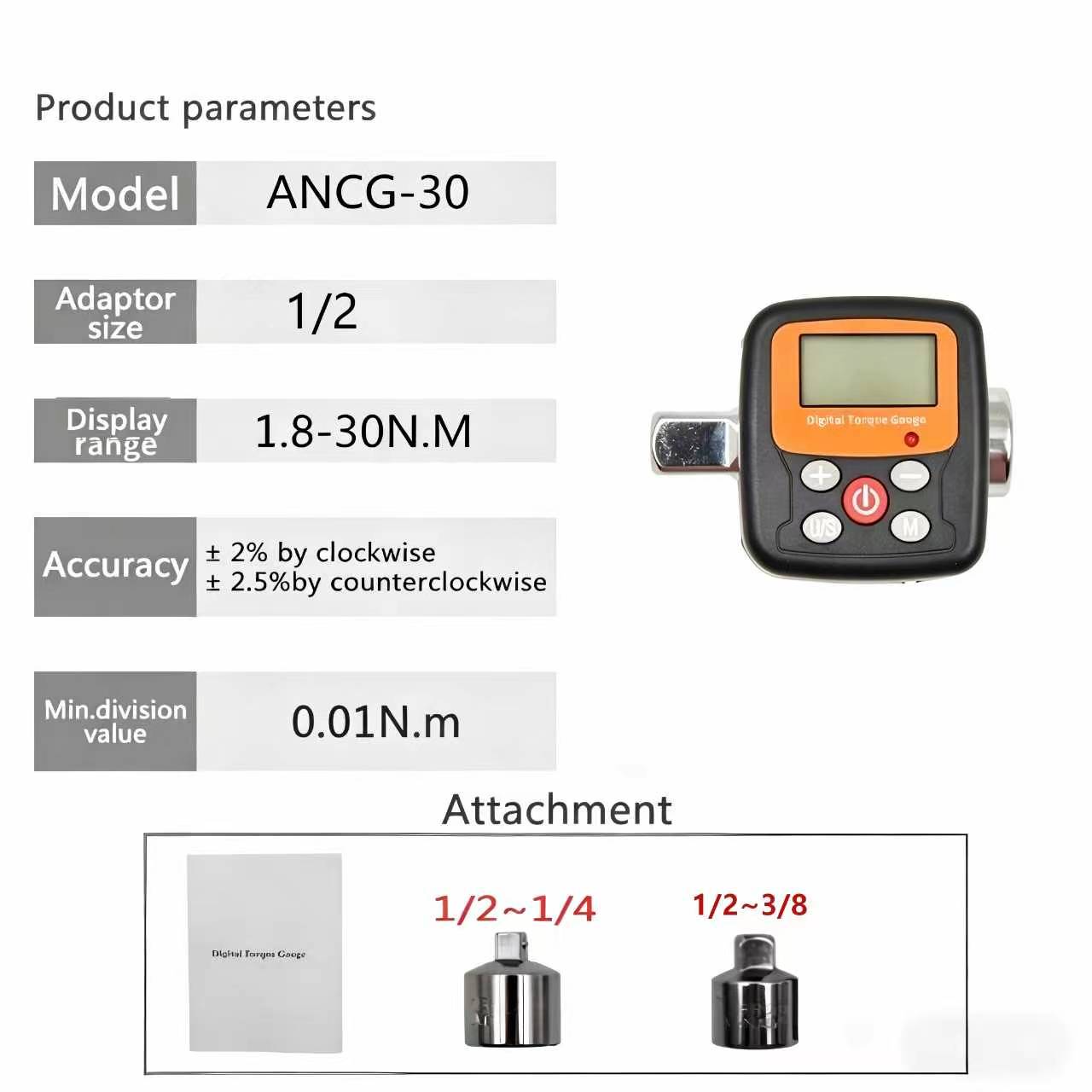 1/4'' 3/8'' 1/2'' Digitale Kop - Torque Wrench Digital recensie en prijs