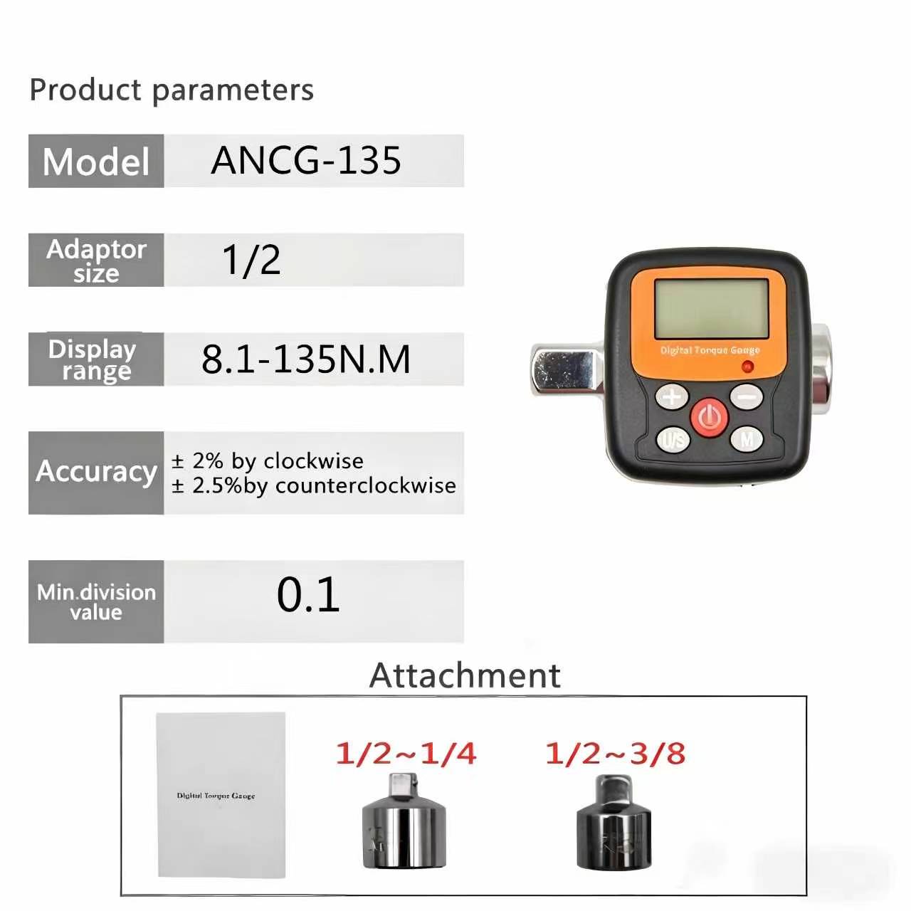 1/4'' 3/8'' 1/2'' Digitale Kop - Torque Wrench Digital recensie en prijs